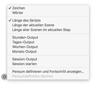 DramaQueen das Schreibprogramm Fortschrittsanzeige